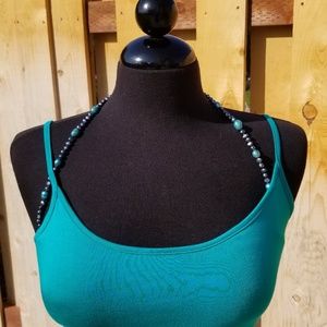 Blk Pearl Halter Bra Straps